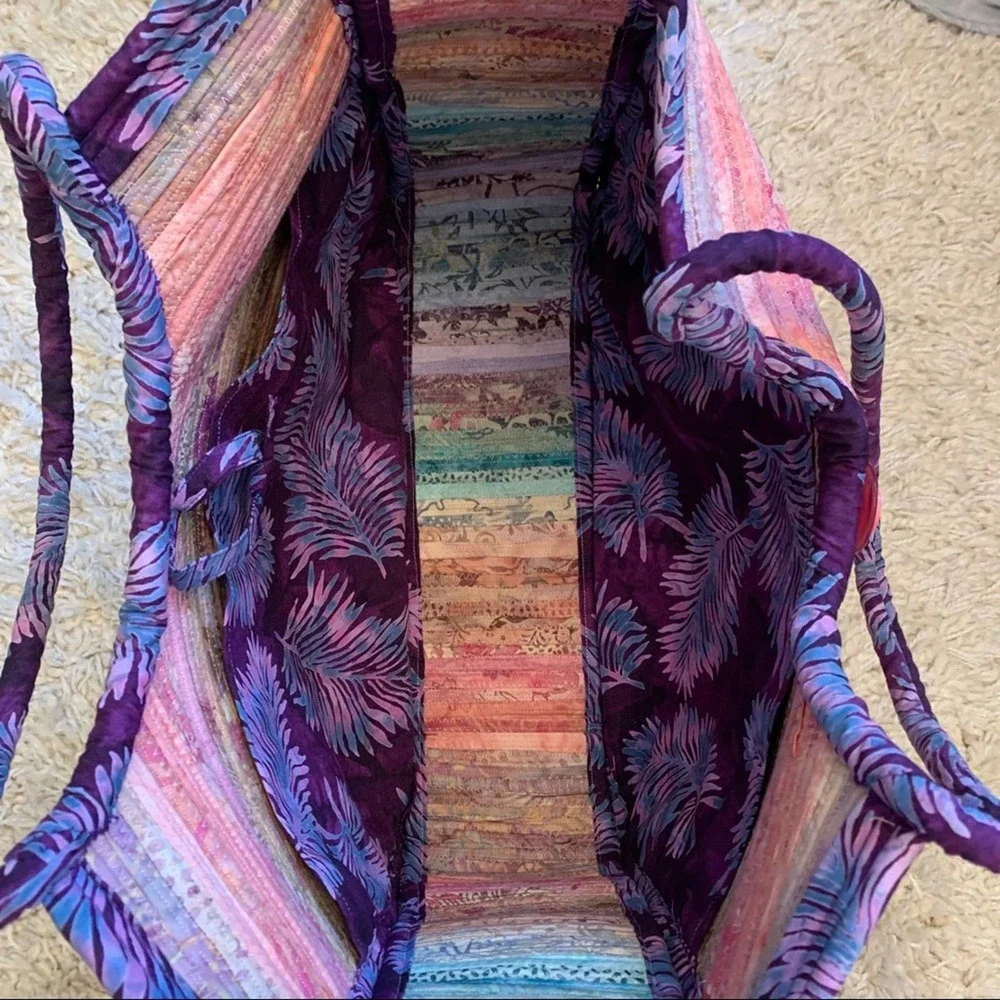 Multicolor Woven Fabric Dual Handle Farmer’s Market Bag Tote/Shoulder Bag NWOT